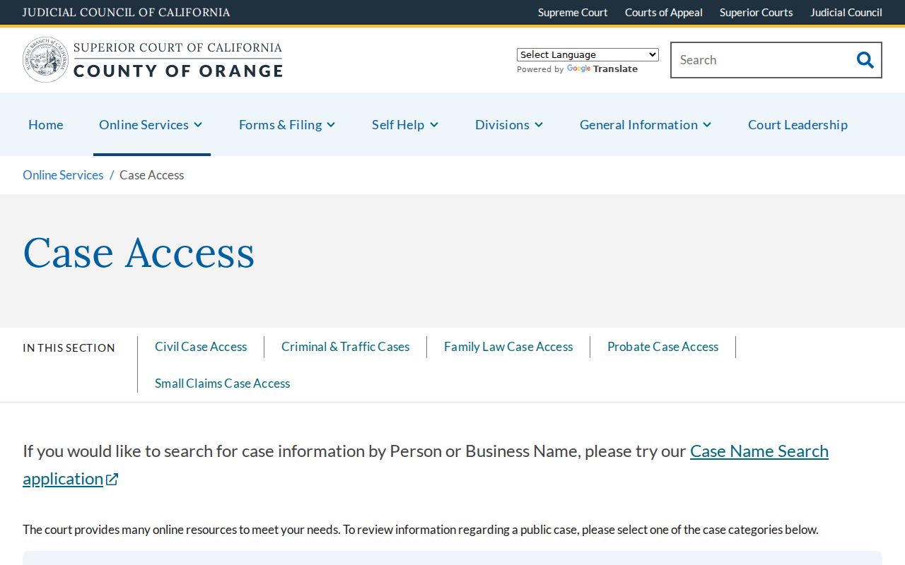Buena Park people search Orange County court records name search