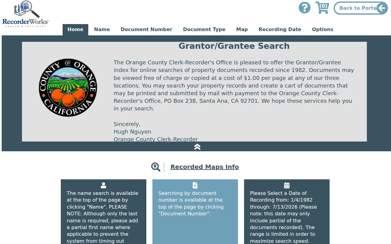 Buena Park people search RecorderWorks official records search