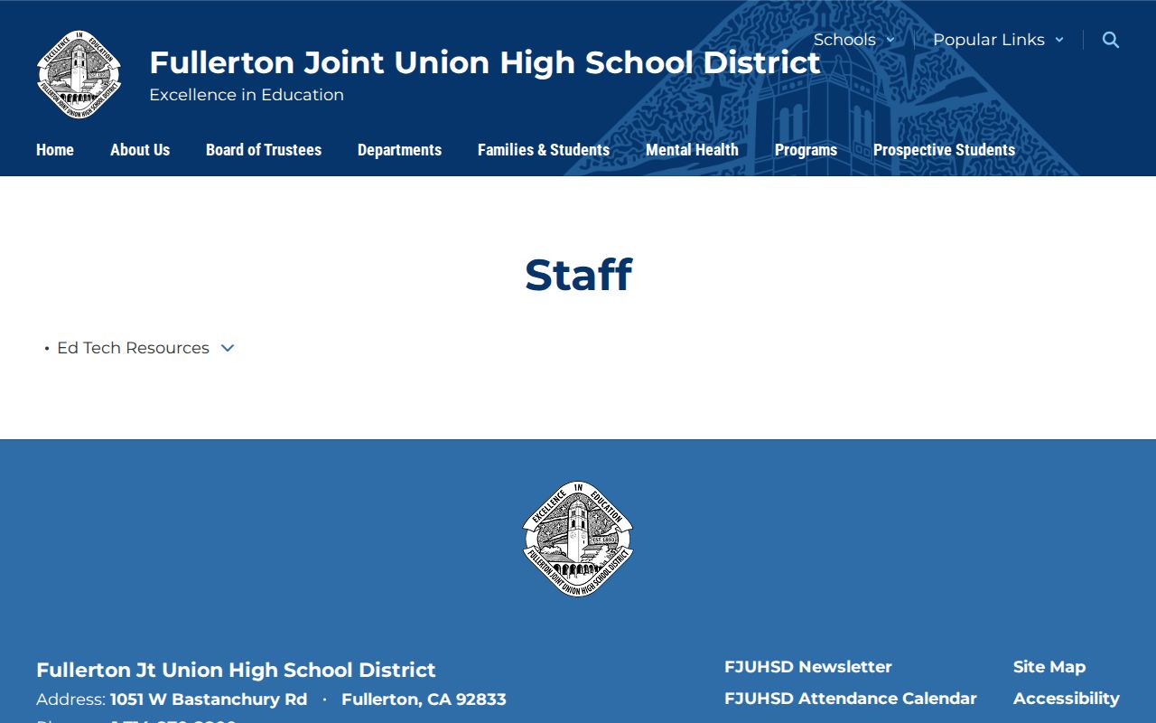 Buena Park people directories Fullerton Joint Union High School District staff directory